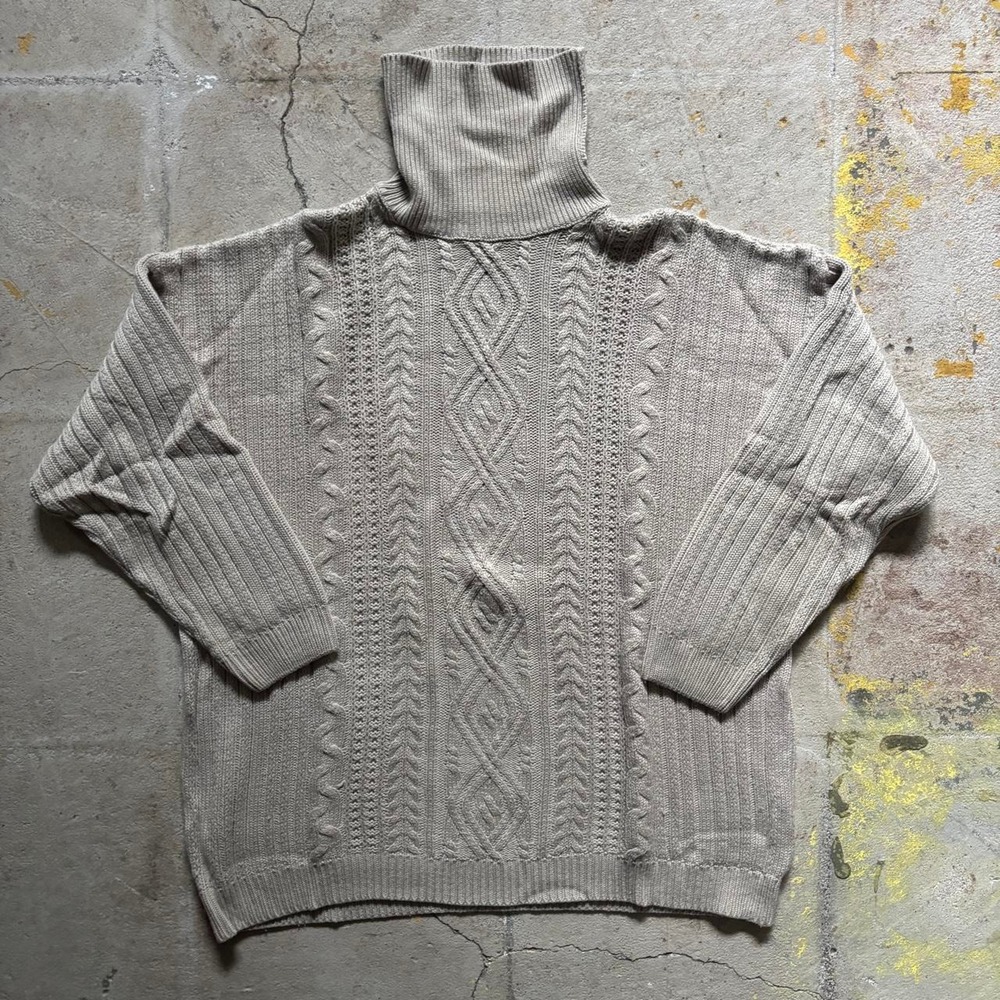 Vintage Casual Connection Cream Cable Knit Turtleneck Sweater